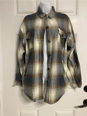 UNIONBAY Gold Thread Gray Flannel Plaid Shirt/CHORE Jacket